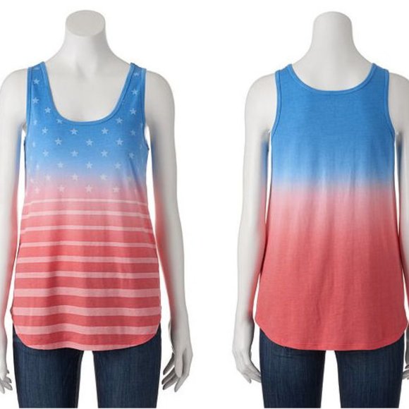 Freeze Tops - 4th of July PATRIOTIC Stars Stripes OMBRE Tank Top